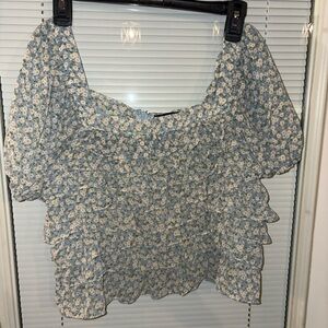 fab'rik Floral Print Ruffle Top